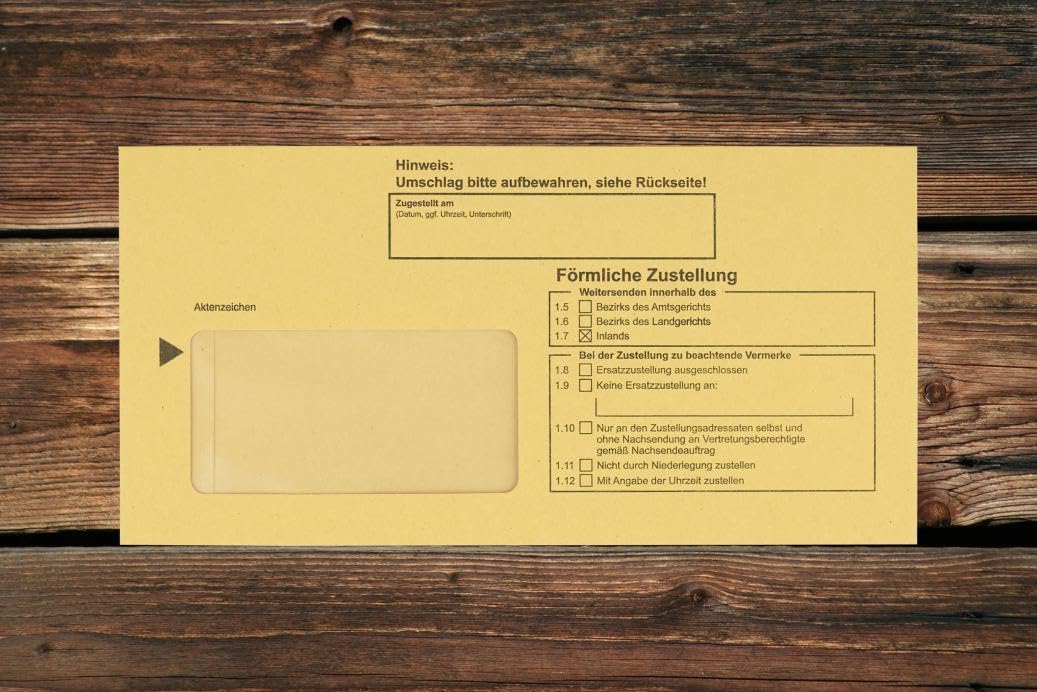 Innere Postzustellungs-hülle mit Einsteckschlitz für förmliche Zustellungen/DL mit Haftstreifen/Recy