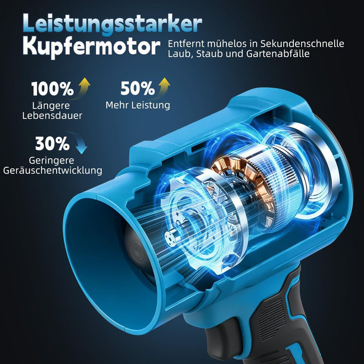 Akku-Laubbläser für Makita Akkus,Akku-Gebläse mit 2x2,0Ah Akkus &amp; Ladegerät | Luftgeschwindigkeit 21