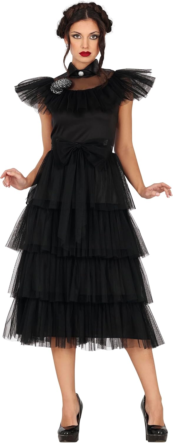 FIESTAS GUIRCA | Gothic Girl Nachtkönigin Kostüm - Kleid und Blume für Teenager und Erwachsene - Got