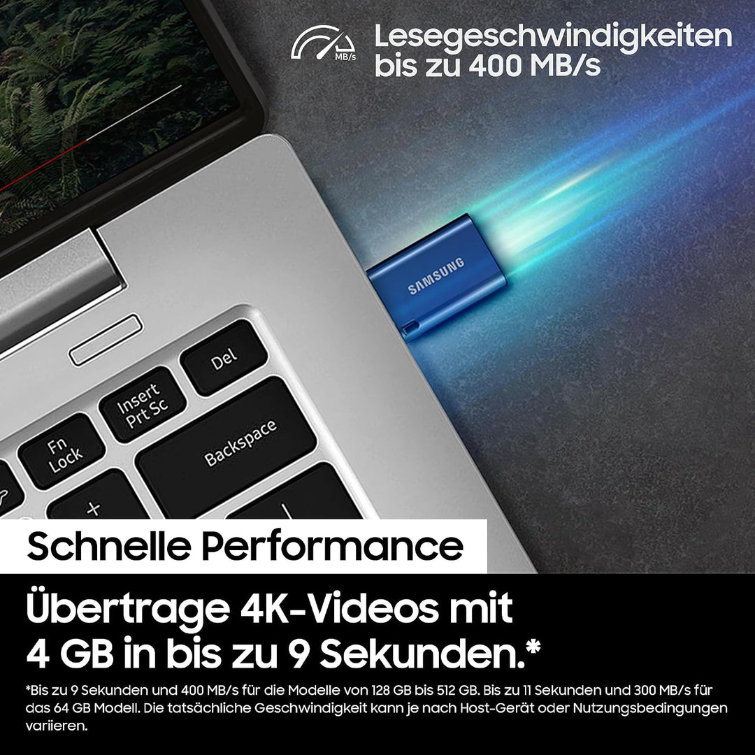 Samsung USB-Stick, USB-C, 64 GB, 300 MB/s Lesen, 30 MB/s Schreiben, USB 3.1 Flash Drive für Notebook