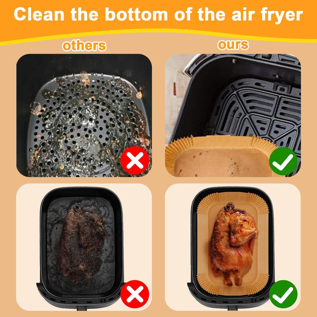 200 Stück Backpapier für Heissluftfritteuse mit Doppelkammer, 20,3x14cm Rechteckige Airfryer Papier