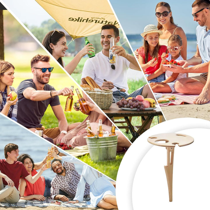 Topyond Tragbarer Klappbarer Weintisch – Outdoor, Garten, Rasen, Picknick, Tragbares Weinregal, Holz
