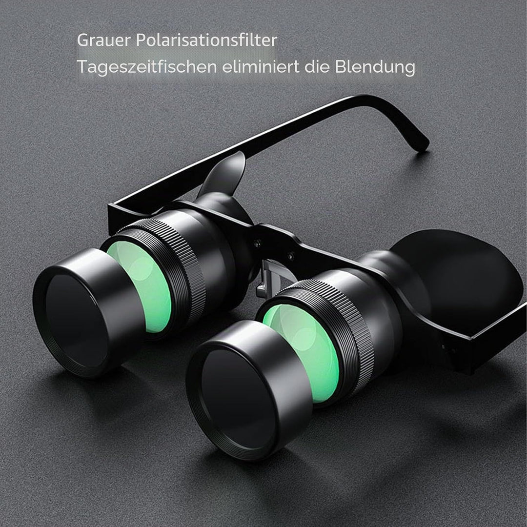 Freihändige Fernglasbrille, Optisches Glas mit 10-fachem Zoom und 3 Farbfiltern, Opernglas für Angel