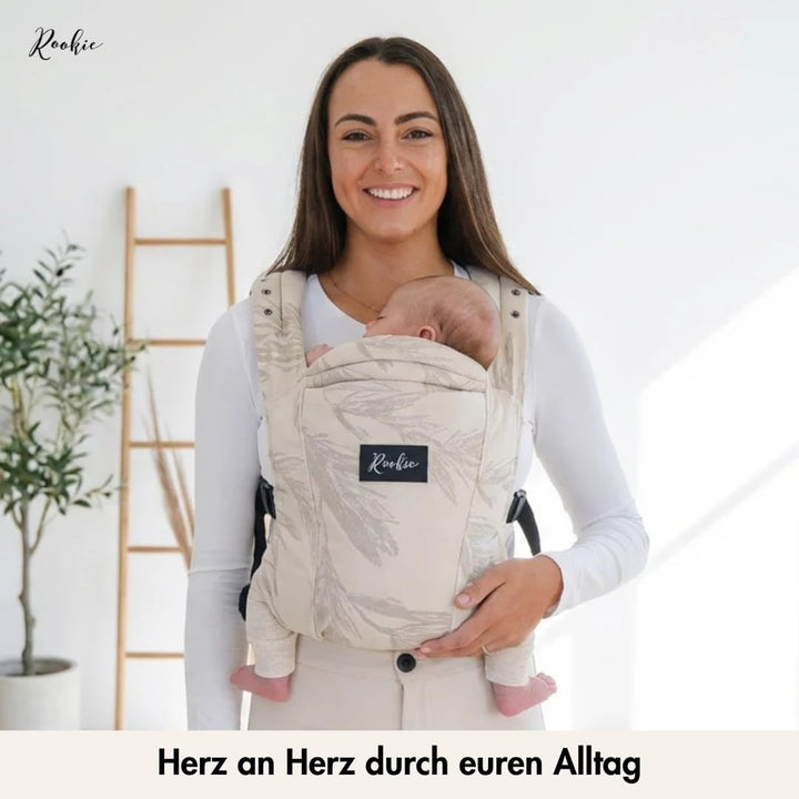 Rookie Babytrage ab Geburt - Ergonomisch, Bequem, Bio-Stoffe - Premium Elite Design - Baby Trage sch