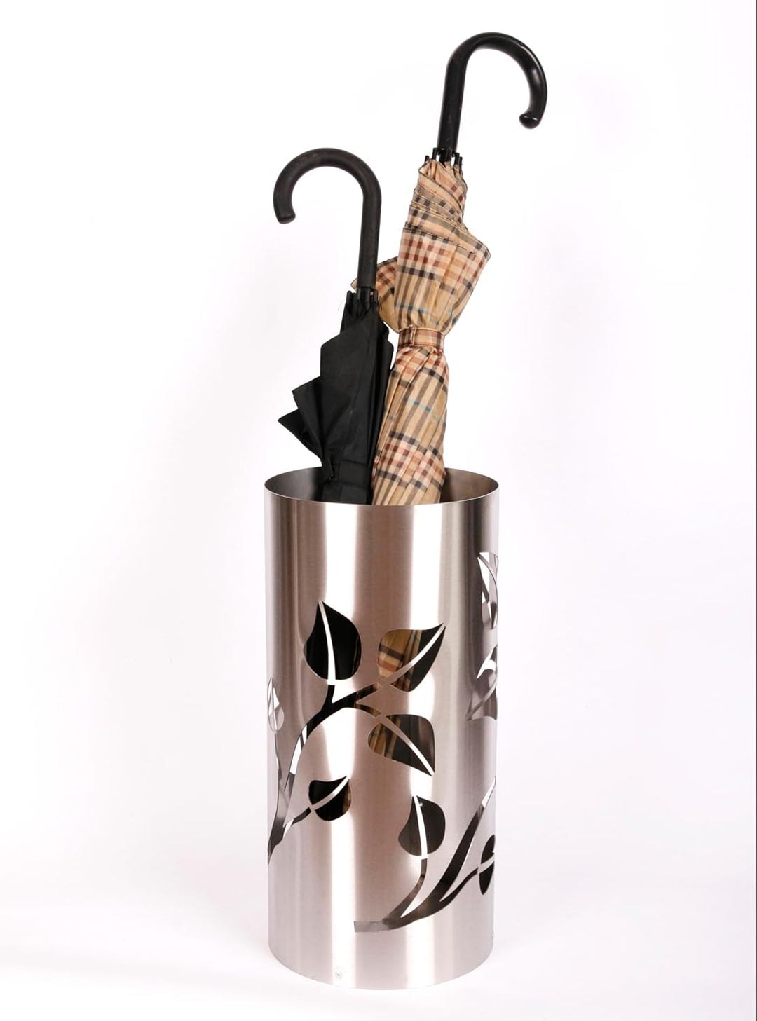 Regenschirmständer Design Leaves, 49 x Ø 22,5 cm, Edelstahl mattiert, Marke: Szagato, Made in German
