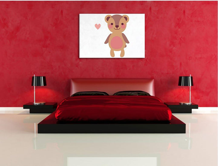 Niedlicher Bär weiss, Format: 100x70 auf Leinwand, XXL riesige Bilder fertig gerahmt mit Keilrahmen,