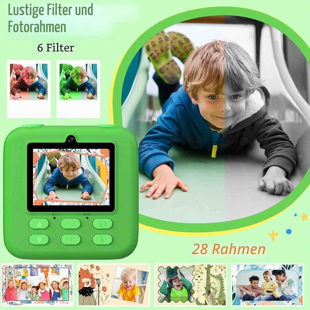 Upgrade Kinderkamera Sofortdruck für Jungen und Mädchen, 1080P HD Dual-Linse Selfie Digitalkamera mi