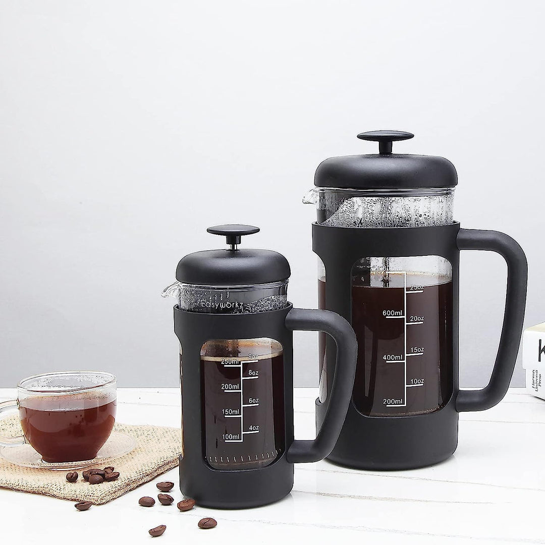 Easyworkz French Press 1000 ml Kaffeebereiter Kaffeepresse mit Borosilikatglas,rutschfester weicher