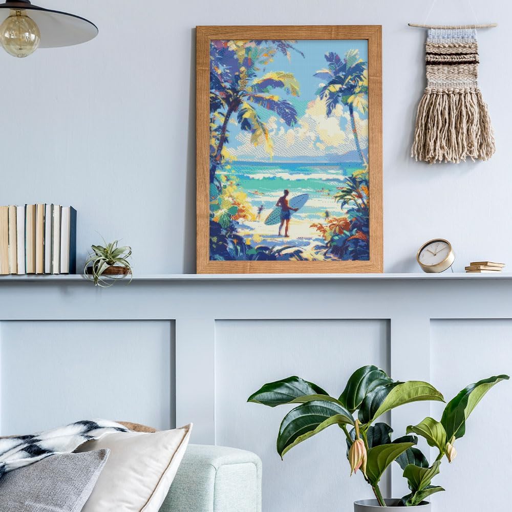 Figured'Art Diamond Painting Erwachsene 40x50cm Mit Rahmen Ganze Leinwand gespannt Sonniger Strandta
