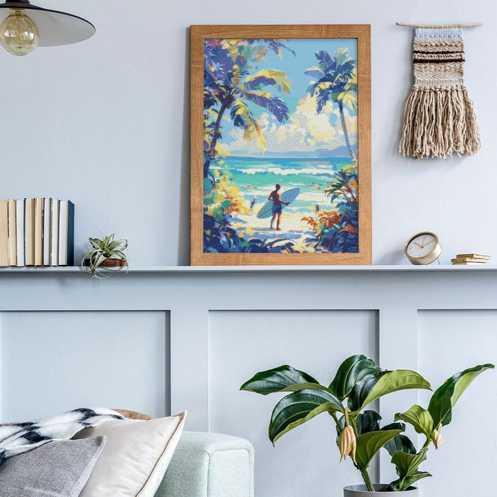 Figured'Art Diamond Painting Erwachsene 40x50cm Mit Rahmen Ganze Leinwand gespannt Sonniger Strandta