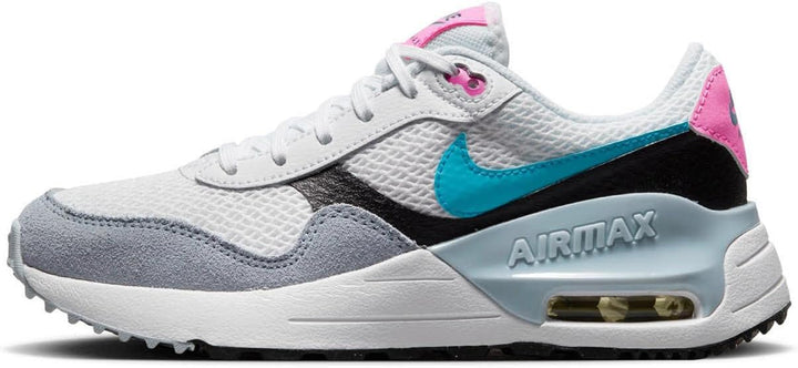 Nike Jungen Air Max SystmSneaker 35.5 EU Weiss Blau Blitzschwarz Blaues Flüstern, 35.5 EU Wei&#xDF;