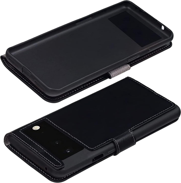 Suncase Book-Style Hülle kompatibel mit Google Pixel 7A 5G Leder Tasche (Slim-Fit) Lederhülle Handyt