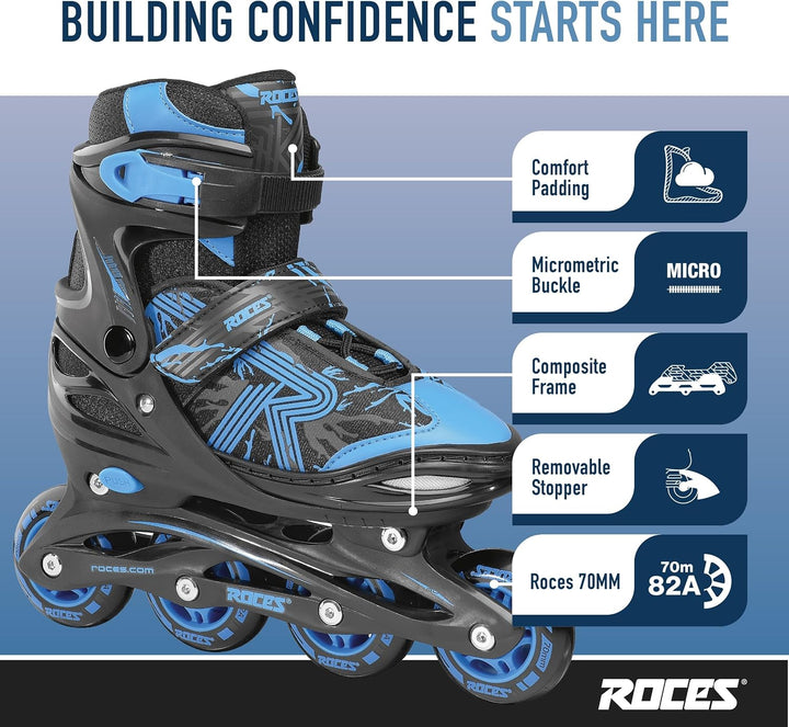 Roces Jungen Jokey 3.0 Boy Inline-Skates 38 black/aqua, 38 black/aqua