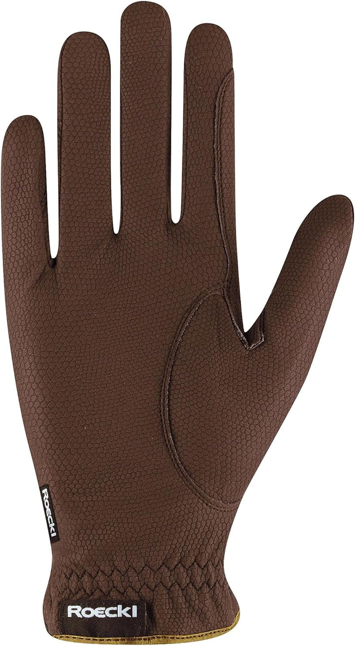 Roeckl Sports Reithandschuh LONA, Ladies Sommer Handschuh, 6 Farben, Grösse 6-8.5 8.5 Mokka/Gold, 8.