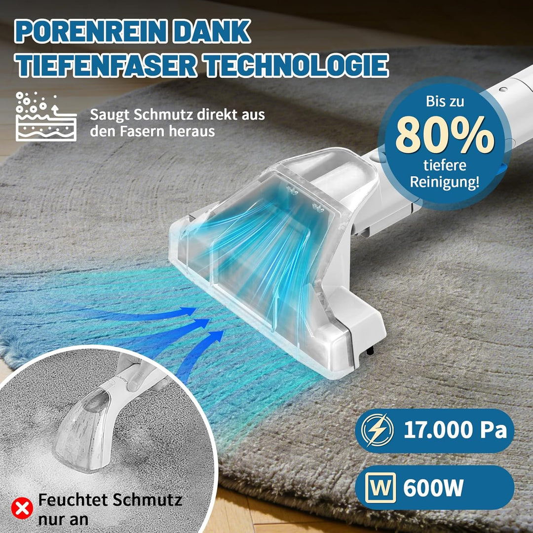 Polsterreiniger Gerät, 600W 17kPa Teppichreiniger Waschsauger, Nassauger mit Reinigungsmittel, Kompa