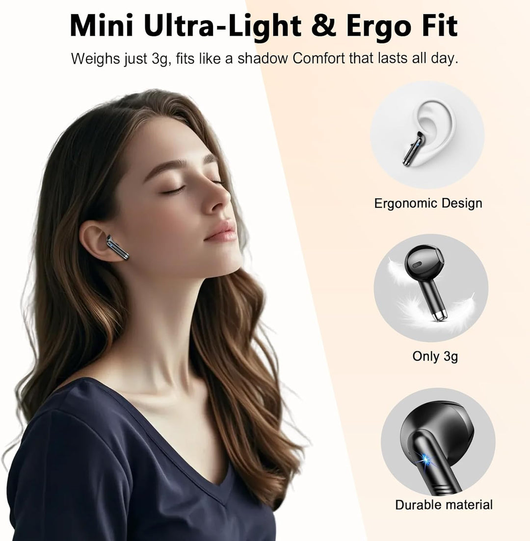 Bluetooth 5.4 Kopfhörer, 2026 Neu In-Ear Kopfhörer Kabellos Bluetooth | 6D Tiefer Bass/56H Kabellose