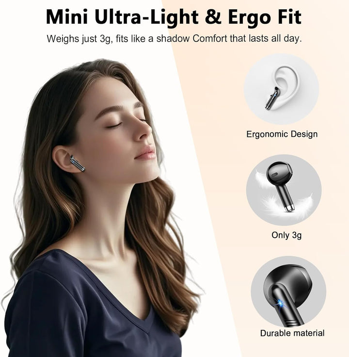 Bluetooth 5.4 Kopfhörer, 2026 Neu In-Ear Kopfhörer Kabellos Bluetooth | 6D Tiefer Bass/56H Kabellose