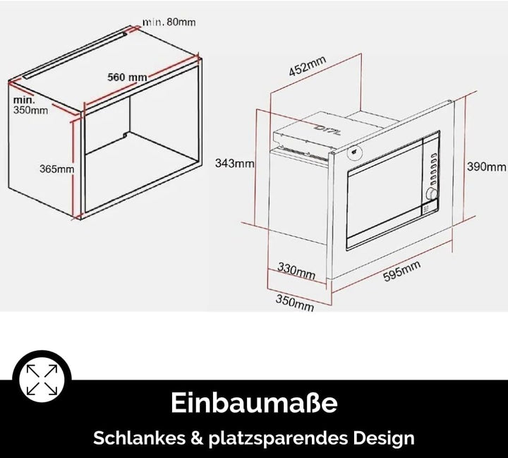 WOLKENSTEIN WMW800-20GB I 800W Mikrowellenleistung I 20L Garraum I 6 Leistungsstufen I 9 Garprogramm