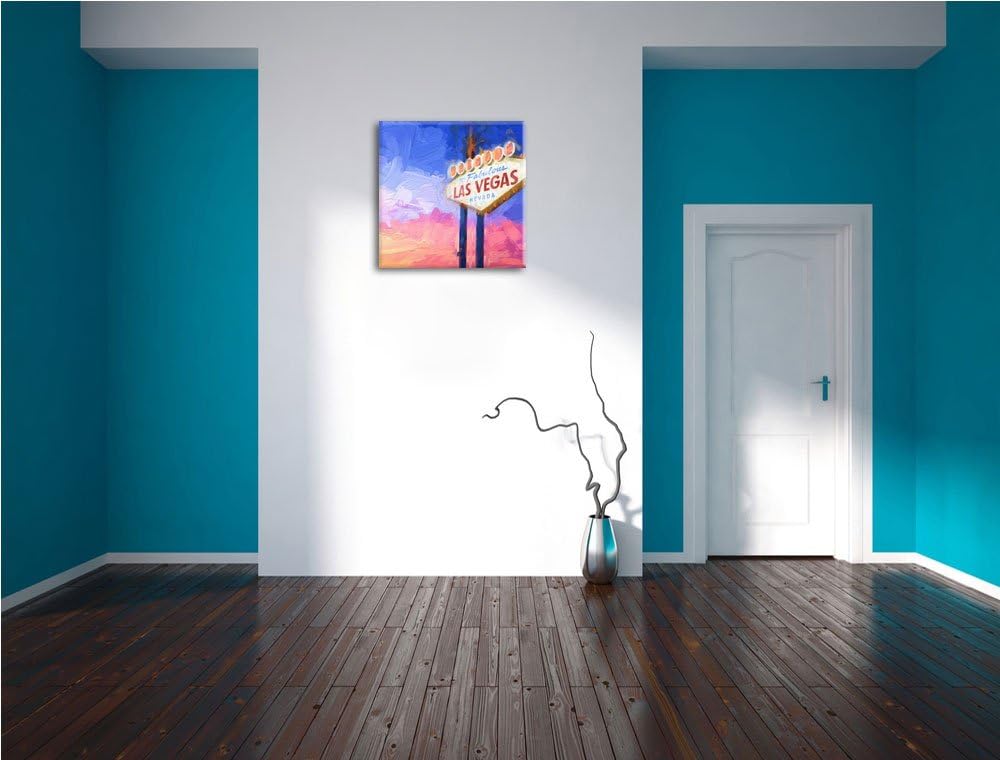 tolles Las Vegas Schild, Format: 70x70 auf Leinwand, XXL riesige Bilder fertig gerahmt mit Keilrahme