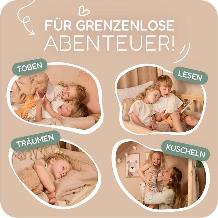 Hausbett Himmel – Aus weichem Musselin in 7 Farben – 100% Bio-Baumwolle – Traumhafte Hausbett Deko &