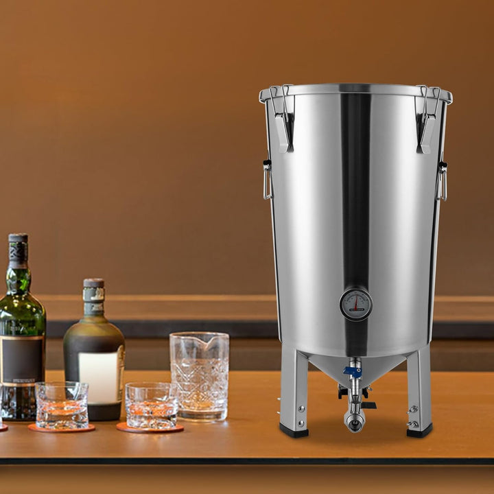 MccoMMon 32 l Gärbehälter, konischer Edelstahl-Gärbehälter, Gärtank mit Kühler, 59.7 * 33.3CM, für d