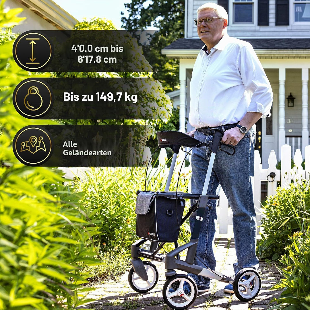TOPRO Troja 5G inkl. Rückenstütze, Silber, M Medium Silber, Medium Silber