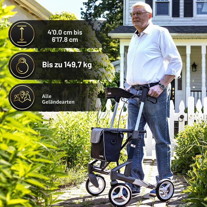 TOPRO Troja 5G inkl. Rückenstütze, Silber, M Medium Silber, Medium Silber