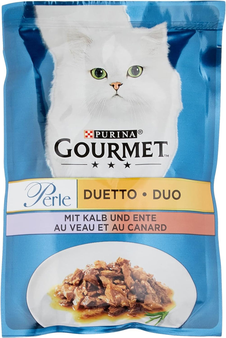 PURINA GOURMET Perle Genuss in Sauce Katzenfutter nass, mit Huhn, 26er Pack (26 x 85g) &amp; Perle Duett