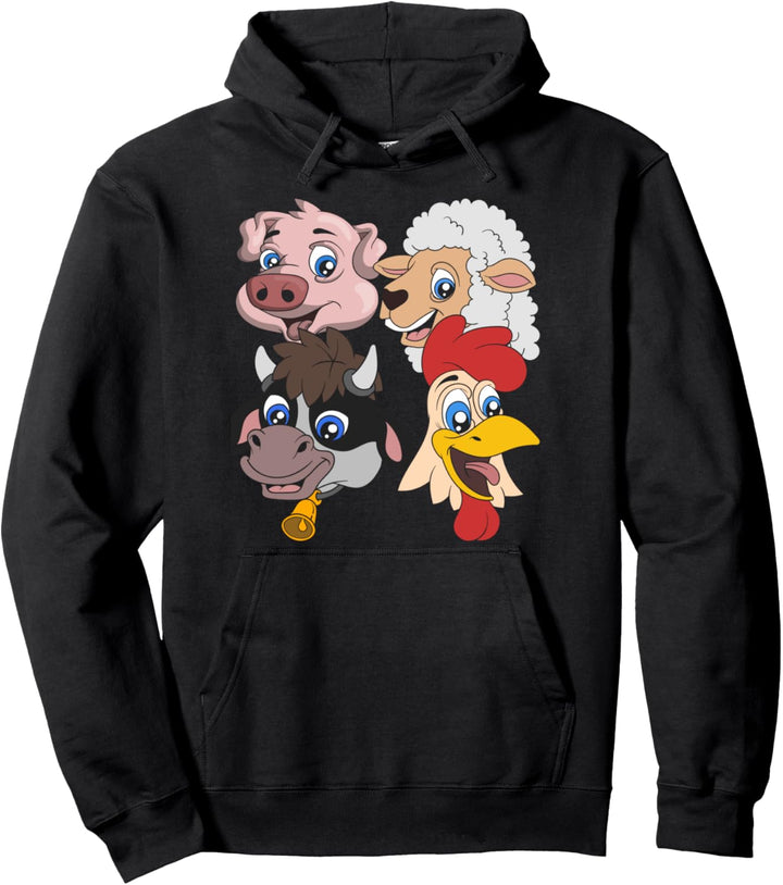 Schwein Schaf Kuh Hühner Kinder Geschenk Farm Bauernhof Tier Pullover Hoodie