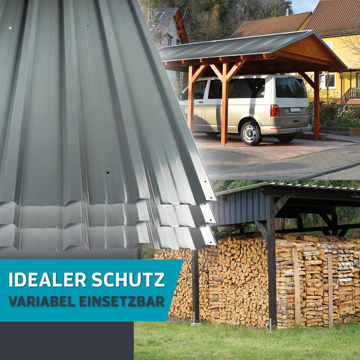 KAISER® Trapezblech 12er Set – Profilblech 115x46cm (6,35m²) anthrazit – Dachplatten verzinkt aus Me