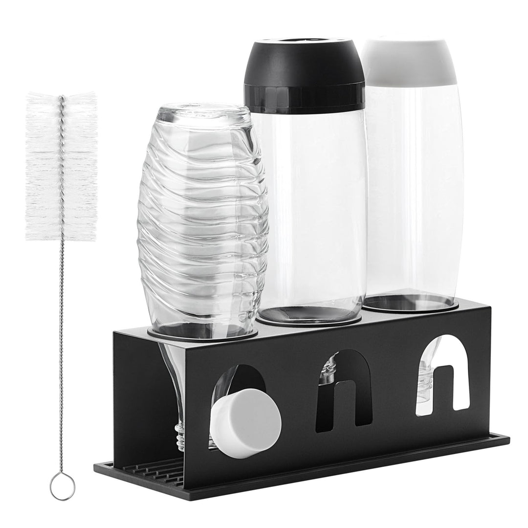 ACTIV CUISINE Flaschenhalter für Sodastream Duo Crystal Flaschen, 3er Edelstahl Abtropfhalter Abtrop