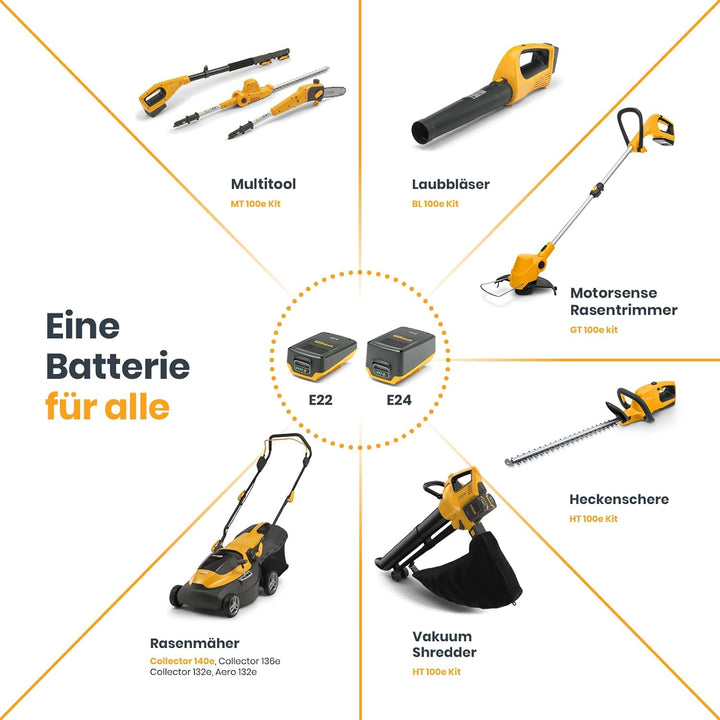 Stiga ePower E 24 20 V Akku, Kapazität 4 Ah, kompatibel mit allen Stiga-Geräten und -Rasenmähern der