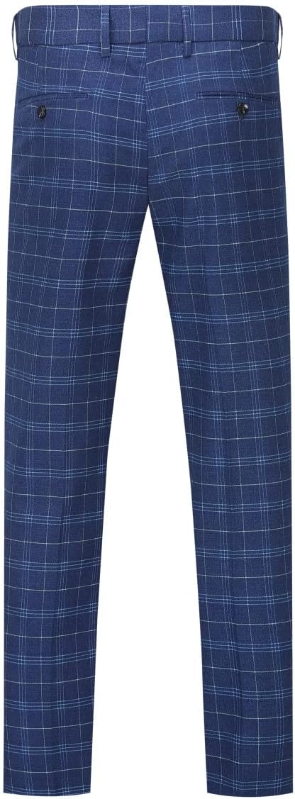Allthemen Herren Anzug 2 Teilig Kariert Anzüge Business Herrenanzug 2-Knopf für Hochzeit S Dunkelbla