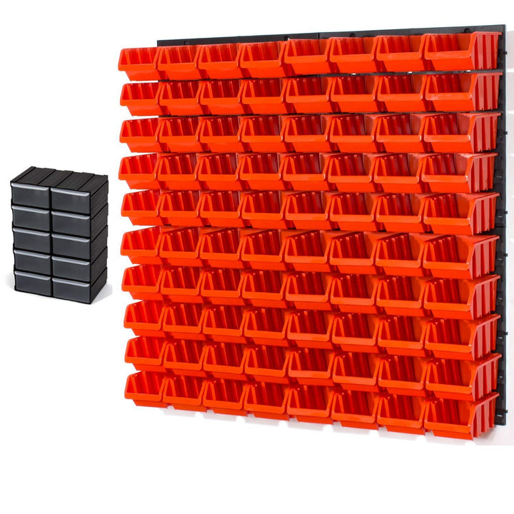 84 tlg Wandregal Lagerregal Stapelbox Gr.2 orange Regal Platten Werkstatt, Orange