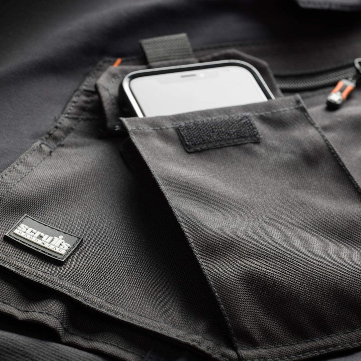 Scruffs Arbeitshose mit Holstertaschen „Pro Flex Plus“ Schwarz 36W Lang, Schwarz 36W Lang