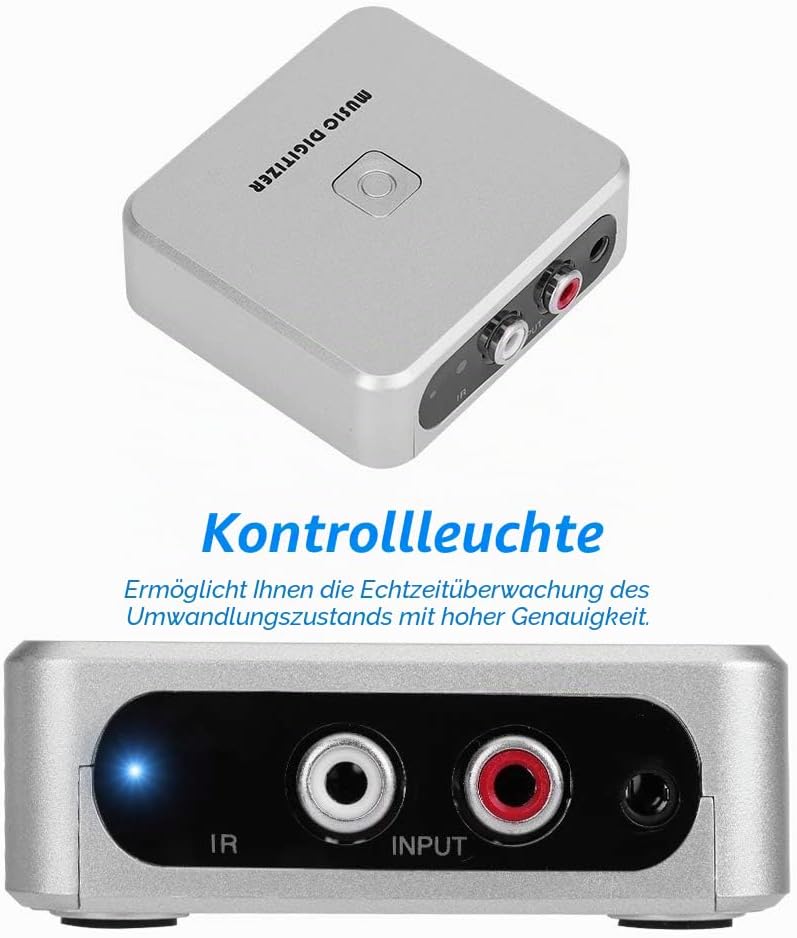 VBESTLIFE Audiorekorder, RCA linken und rechten Kanäle Musik Digitizer,128 Kbps U Disk/SD-Karte MP3