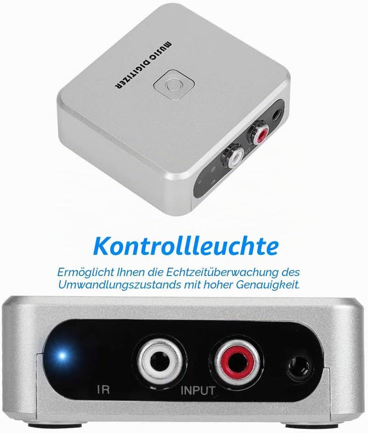 VBESTLIFE Audiorekorder, RCA linken und rechten Kanäle Musik Digitizer,128 Kbps U Disk/SD-Karte MP3