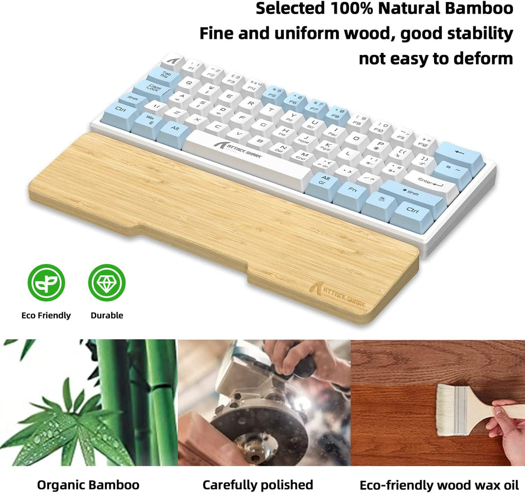 Attack Shark 61 Tasten Bambus-Handgelenkauflage für Mechanik-Tastaturen,ergonomisch, umweltfreundlic