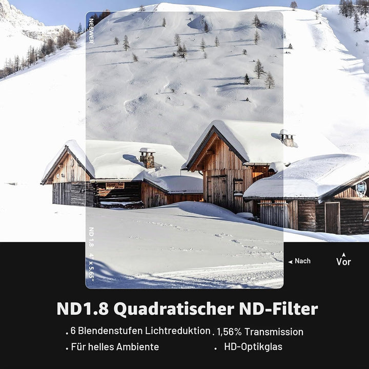 NEEWER 2 Pack ND0.9/1.8 (3/6 Stops) Square ND Filter, 4" x5,65 Dual Sided 30 Multi Nano Coated Cinem