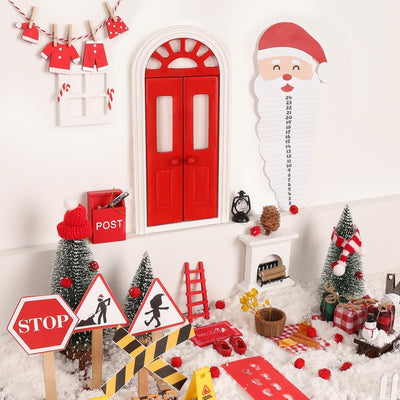 67Pcs Wichteltür Rot Komplettset mit Briefen, Wichtel Zubehör Baustelle, Miniatur Wichtelhaus Pickni