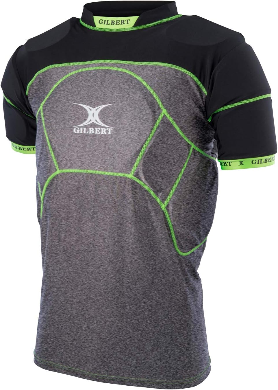 Gilbert Schulterpolster Rugby – Kinder – Charger X1 Schwarz/Grau/Grün M, Schwarz/Grau/Grün M