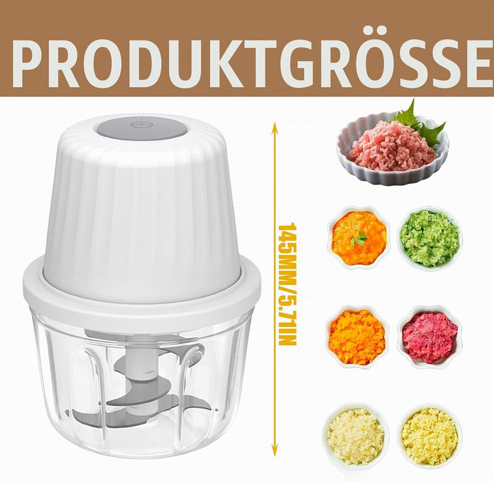 Zwiebel Zerkleinerer Elektrisch 400ML, Weiss Zwiebelschneider Elektrisch mit Akku Gemüsezerkleinerer