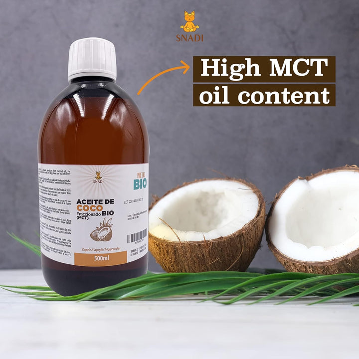 Fraktioniertes Kokosnussöl (MCT) Bio 500 ml | 100% Rein und Natürlich | Tiefenfeuchtigkeitscreme für
