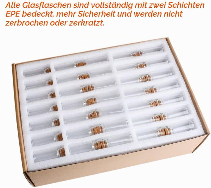 CLTPY 105pcs 10ml Mini Glasflaschen mit Korken - 22 x 50mm Reagenzglas mit Korken, Kleine Glasflasch
