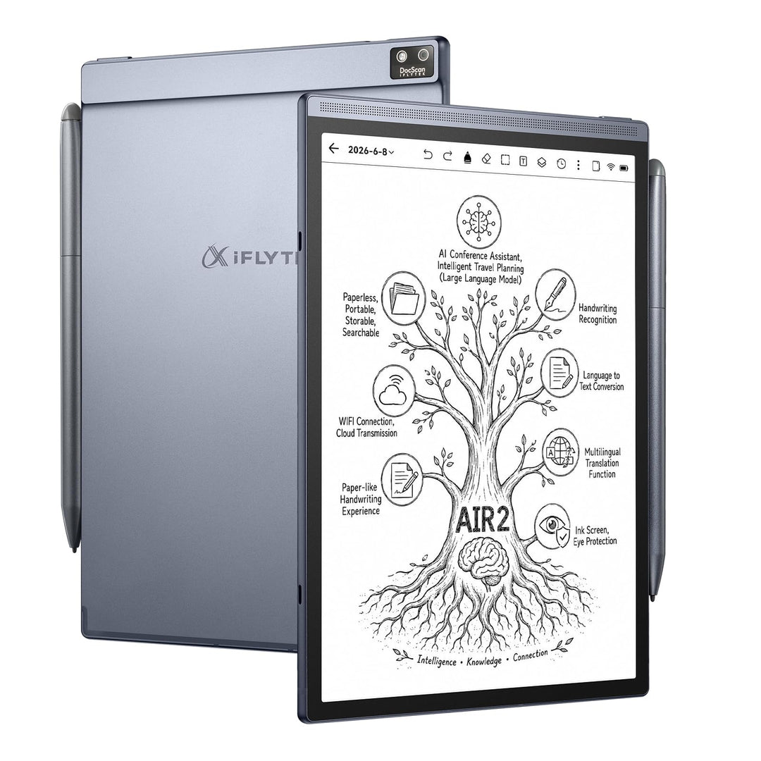 iFLYTEK AINOTE Air 2 Digitales Notizbuch, 8,2 Zoll E-Ink, Schwarze Hülle | KI-Notizgerät: Meeting-Pr