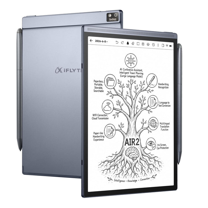 iFLYTEK AINOTE Air 2 Digitales Notizbuch, 8,2 Zoll E-Ink, Schwarze Hülle | KI-Notizgerät: Meeting-Pr