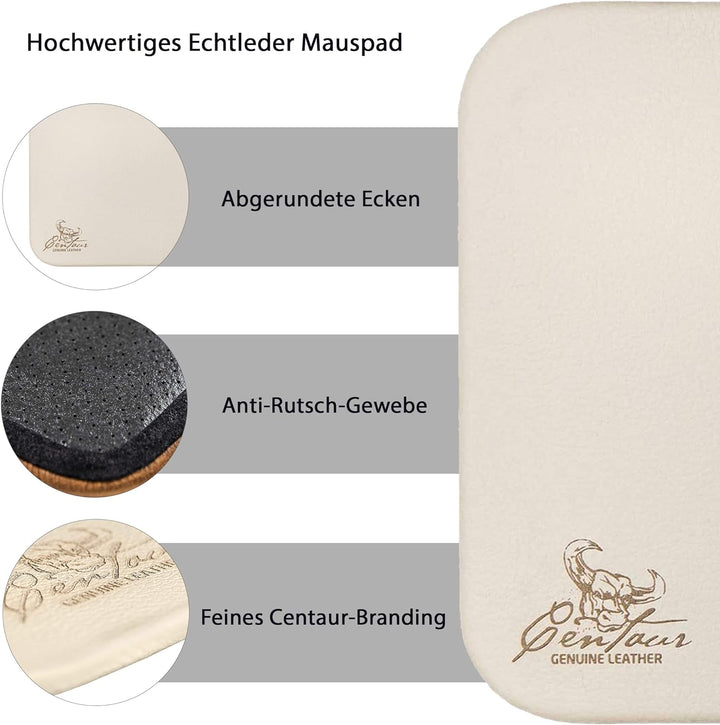 Centaur - Hochwertiges Leder Mousepad 25x18 cm (Champagner), Champagner