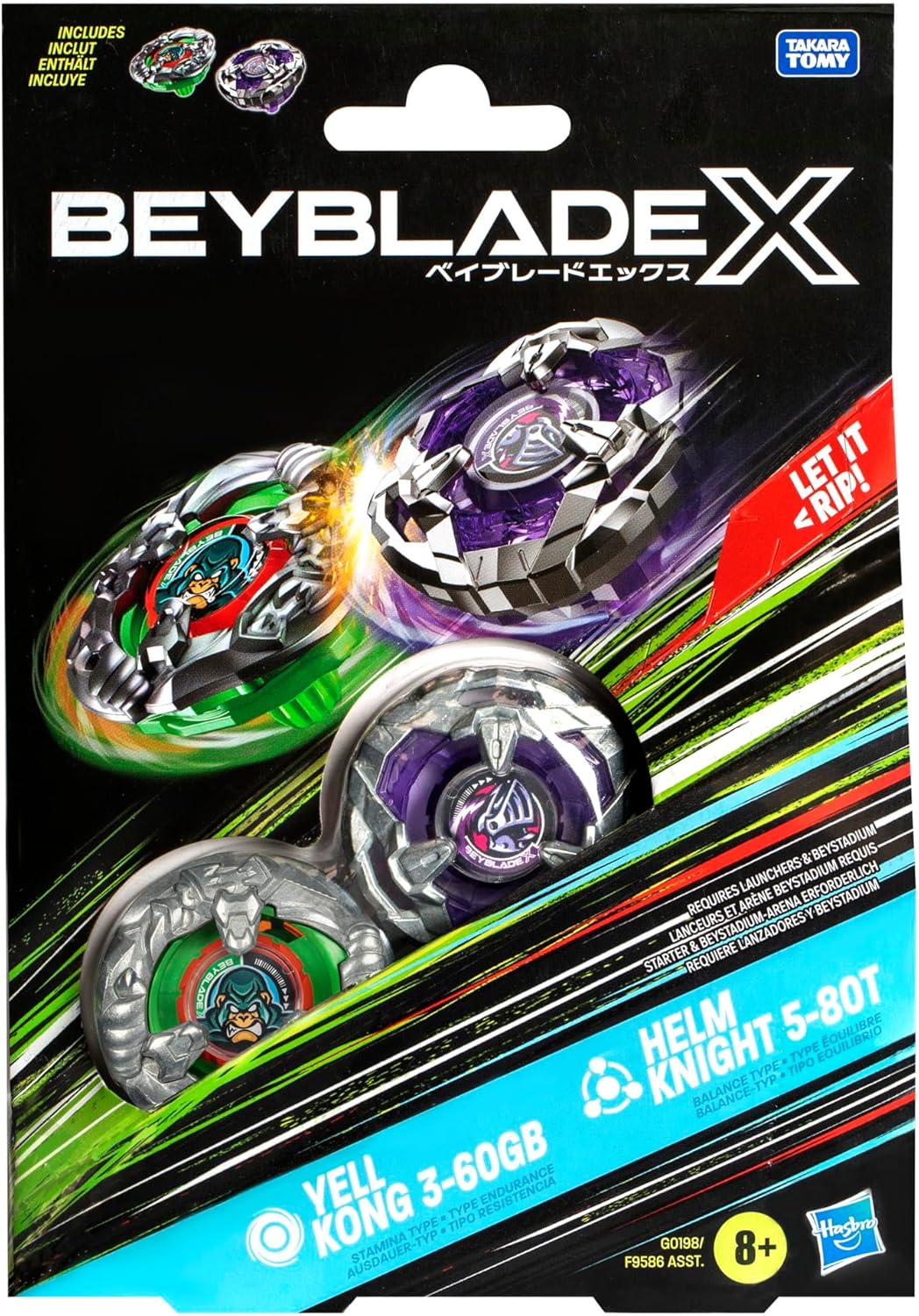 Beyblade X Yell Kong 3-60GB and Helm Knight 5-80T Kreisel Dual Pack, Set