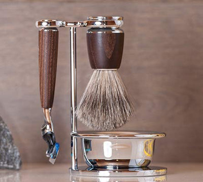 MÜHLE Rytmo Rasierset - Schale, Black Fibre-Rasierpinsel, Rasierer kompatibel mit Gillette-Klingen,