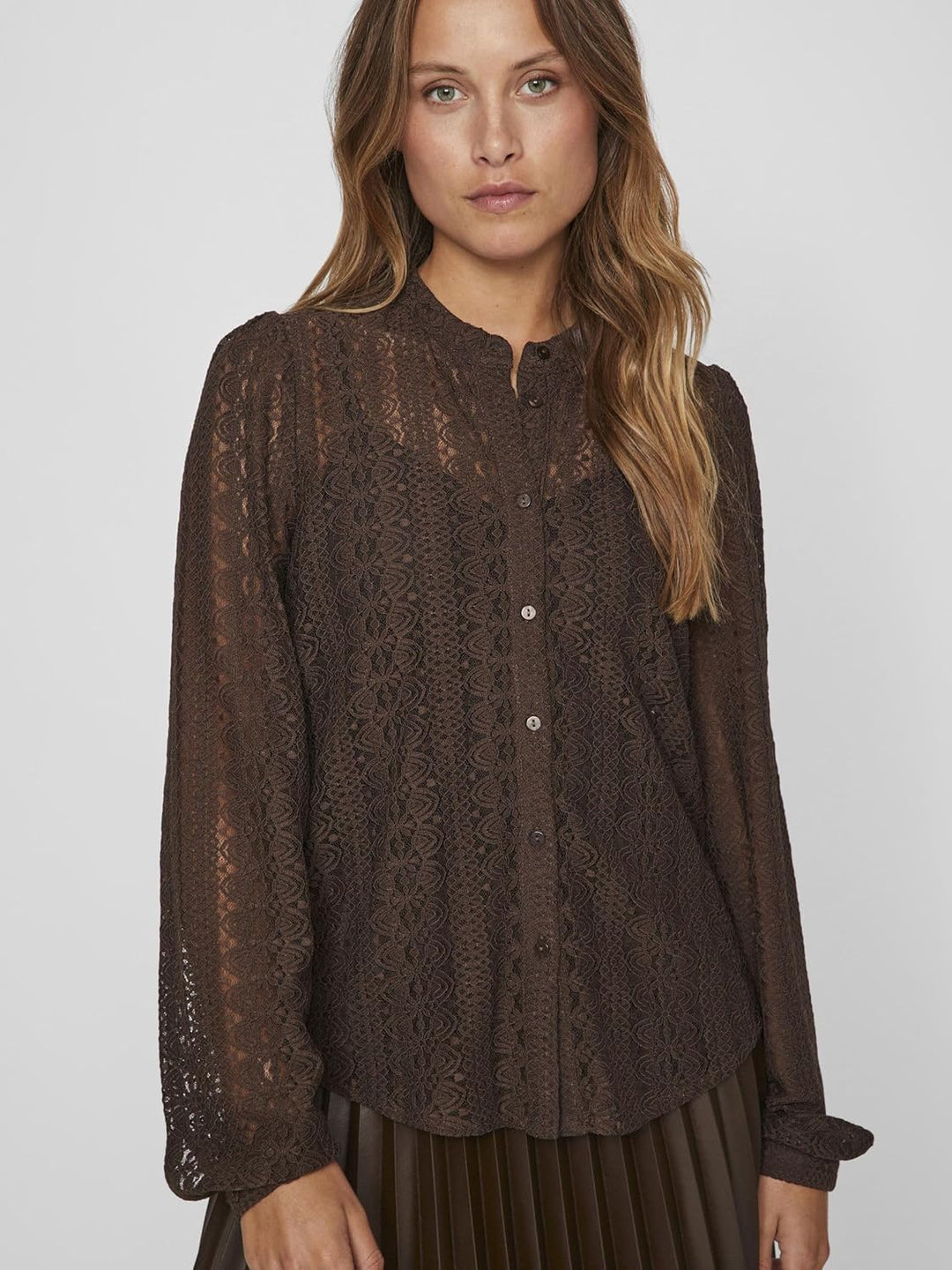 Vila Female Hemd VICHIKKA Spitzen XS Coffee Bean, XS Coffee Bean